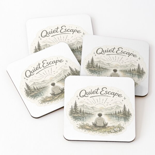 Item preview, . Title Quiet Escape | Minimal Line Art Nature Sticker designed and sold by Genzfirevibes.
