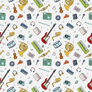 Artwork thumbnail, Musical Instruments Pattern by TeeGeeTees