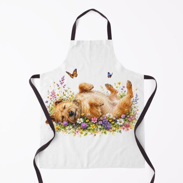 Item preview, Brown Terrier Rolling in Wildflowers designed and sold by CHRIST5000.