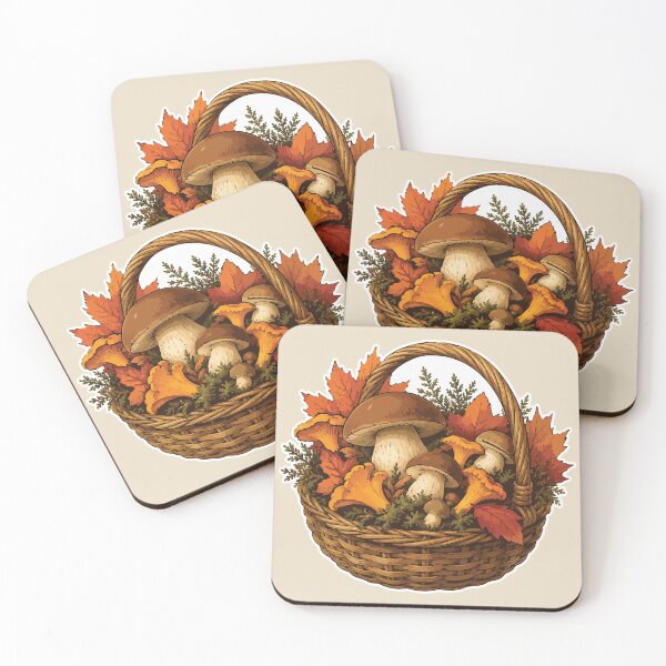 Item preview, Autumn Mushroom Basket | Mushroom Foraging Harvest | Porcini & Chanterelle | Cozy Forest Fall Gift designed and sold by SimplePoDesign.