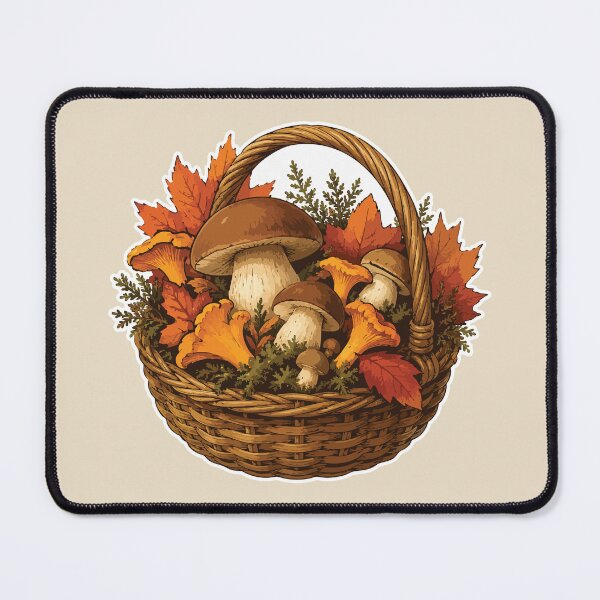 Item preview, Autumn Mushroom Basket | Mushroom Foraging Harvest | Porcini & Chanterelle | Cozy Forest Fall Gift designed and sold by SimplePoDesign.