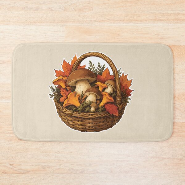 Item preview, Autumn Mushroom Basket | Mushroom Foraging Harvest | Porcini & Chanterelle | Cozy Forest Fall Gift designed and sold by SimplePoDesign.
