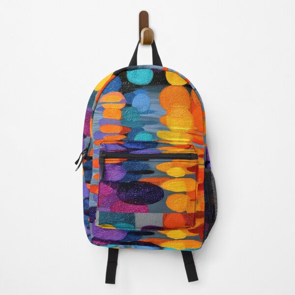 Item preview, Vibrant Abstract Circles Water Reflection Impasto Art designed and sold by colorful-white.