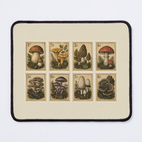 Item preview, Vintage Mushroom Postage Stamps | Mycology Stamp Collection | Forest Fungi Illustration | Cottagecore Nature Art designed and sold by SimplePoDesign.