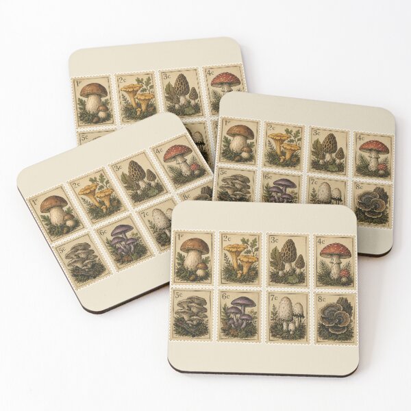 Item preview, Vintage Mushroom Postage Stamps | Mycology Stamp Collection | Forest Fungi Illustration | Cottagecore Nature Art designed and sold by SimplePoDesign.