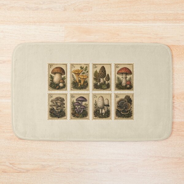 Item preview, Vintage Mushroom Postage Stamps | Mycology Stamp Collection | Forest Fungi Illustration | Cottagecore Nature Art designed and sold by SimplePoDesign.