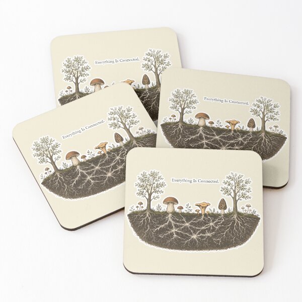 Item preview, Everything Is Connected Mushroom Sticker | Mycelium Network Illustration | Forest Ecology | Mycology Nature Art | Cottagecore designed and sold by SimplePoDesign.