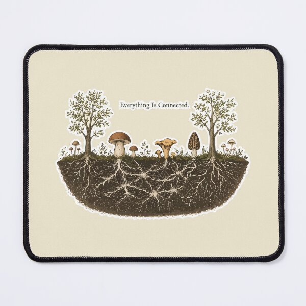 Item preview, Everything Is Connected Mushroom Sticker | Mycelium Network Illustration | Forest Ecology | Mycology Nature Art | Cottagecore designed and sold by SimplePoDesign.