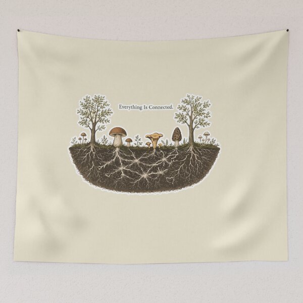 Item preview, Everything Is Connected Mushroom Sticker | Mycelium Network Illustration | Forest Ecology | Mycology Nature Art | Cottagecore designed and sold by SimplePoDesign.