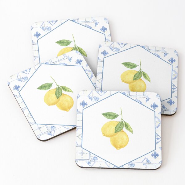 Item preview, Watercolor Lemons With Azulejo Frame designed and sold by eves_aquadreams.
