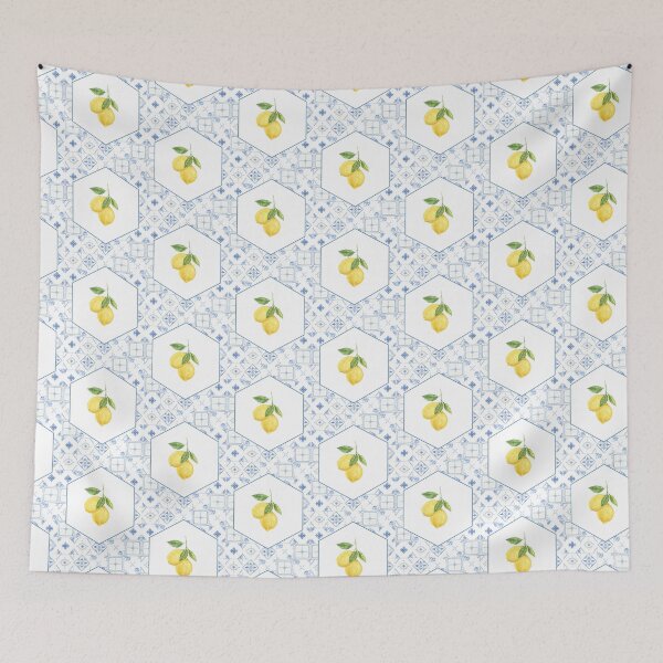 Item preview, Watercolor Lemons With Azulejo Frame designed and sold by eves_aquadreams.