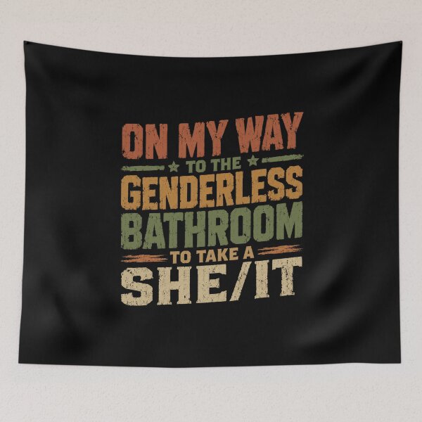 Item preview, On My Way To The Genderless Bathroom To Take A She/It Non Binary Transgender Humor designed and sold by SkeletonsDanger.