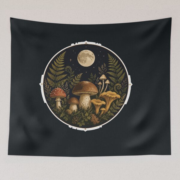 Item preview, Moonlit Mushroom Forest Sticker | Night Mycology Illustration | Full Moon Forest Fungi | Cottagecore Botanical Nature Art designed and sold by SimplePoDesign.