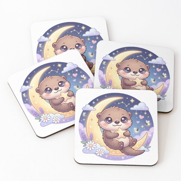 Item preview, Cute Otter Sitting on Moon Kawaii Celestial Otter Sticker Dreamy Night Sky T-Shirt designed and sold by Him0227.