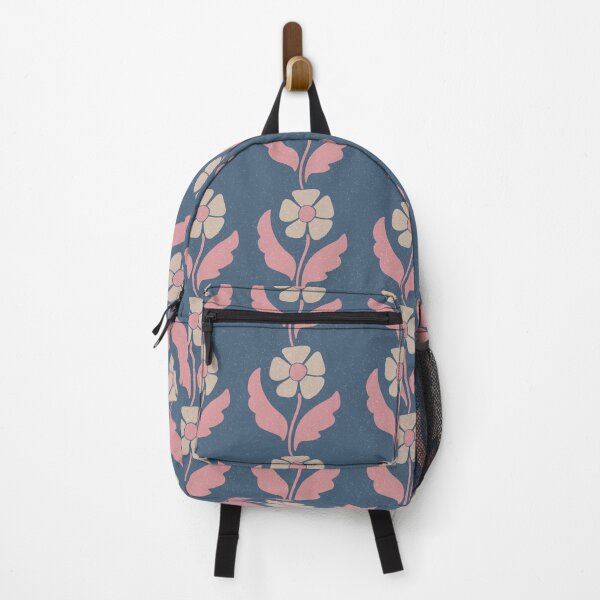 Item preview, Large Blue Folk Floral Vintage Botanical Stripe Pattern Design designed and sold by DColourMuse.