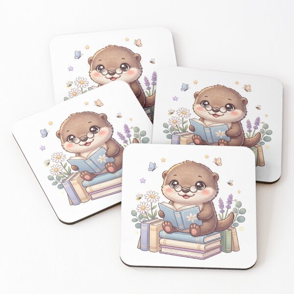 Item preview, Cute Otter Reading Book Kawaii Book Lover Otter Sticker Cozy Library T-Shirt designed and sold by Him0227.