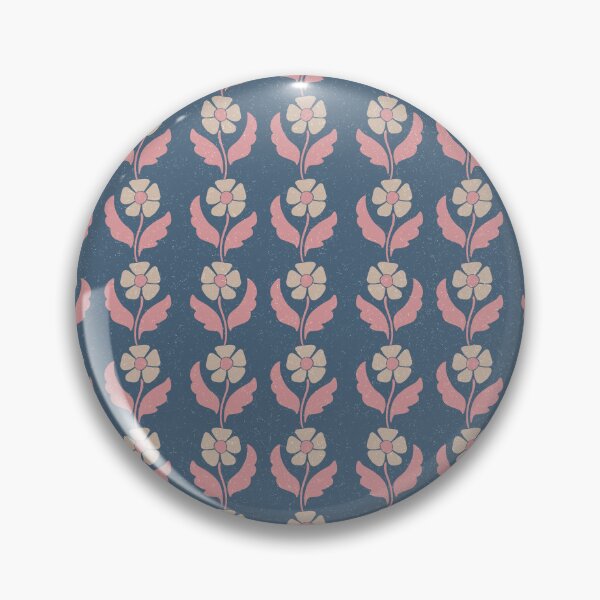 Item preview, Medium Blue Folk Floral Vintage Botanical Stripe Pattern Design designed and sold by DColourMuse.