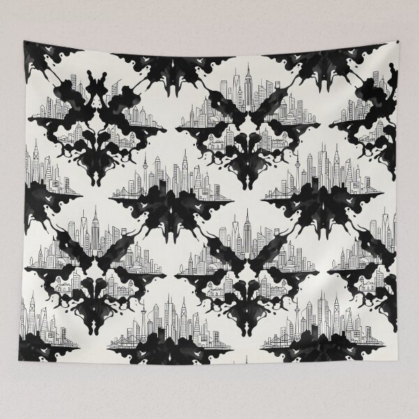 Item preview, Urban Rorschach Inkblot City Skyline Pattern designed and sold by SplashTastic.