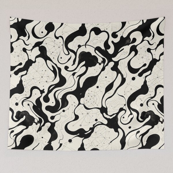 Item preview, Cybernetic Liquid Inkblot Network Seamless Pattern designed and sold by SplashTastic.