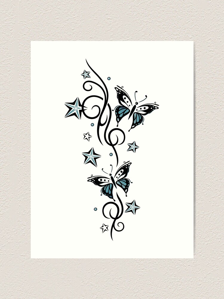 5 stars and butterfly sketch for tattoo  Butterfly sketch Butterfly tattoo  on shoulder Butterfly name tattoo
