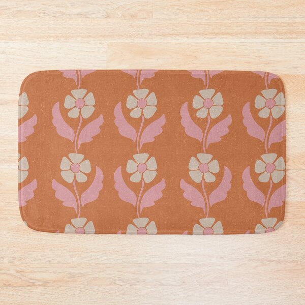 Item preview, Large Rust Folk Floral Vintage Botanical Stripe Pattern Design designed and sold by DColourMuse.