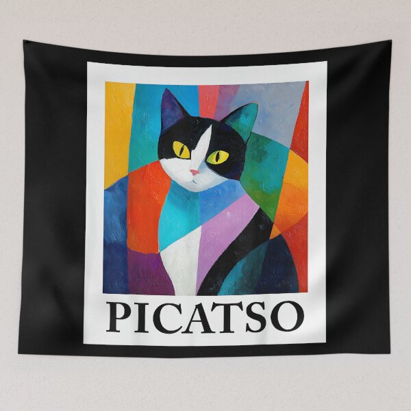 Item preview, Colorful Cubist Cat Art Design – Funny Abstract Picatso designed and sold by SylviaYLaughlin.