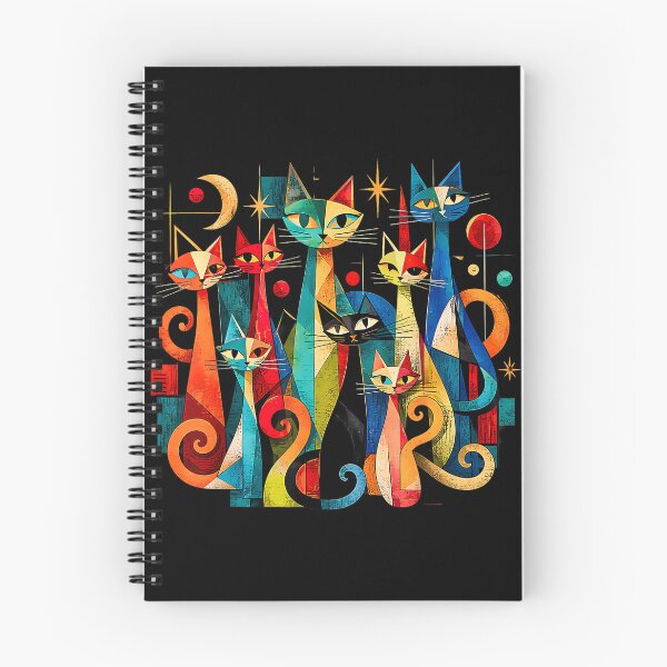Item preview, Colorful Mid Century Modern Cats Retro Cat Art designed and sold by SylviaYLaughlin.