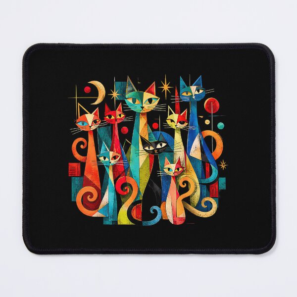 Item preview, Colorful Mid Century Modern Cats Retro Cat Art designed and sold by SylviaYLaughlin.