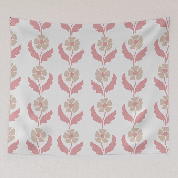 Item preview, Large Ivory Folk Floral Vintage Botanical Stripe Pattern Design designed and sold by DColourMuse.