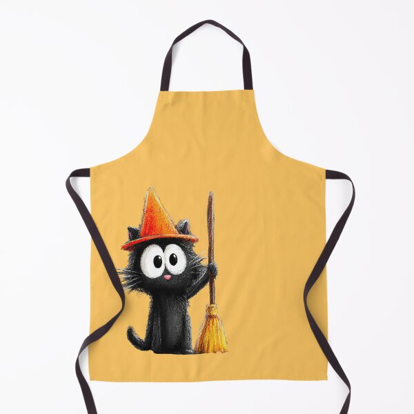 Item preview, Cute Fluffy Black Cat Witch with Broomstick designed and sold by colorful-white.