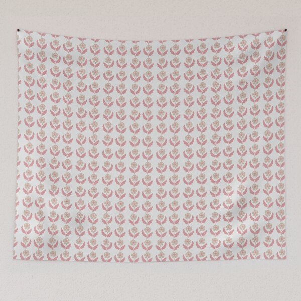 Item preview, Small Ivory Folk Floral Vintage Botanical Stripe Pattern Design designed and sold by DColourMuse.