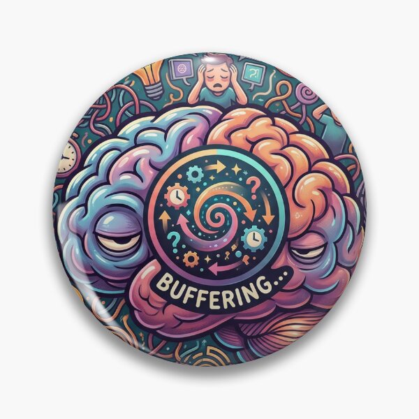 Item preview, Buffering Brain Funny Overthinking Sticker designed and sold by CuteRage.