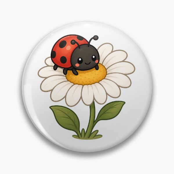 Item preview, Cute Ladybug on a Daisy | Kawaii Flower Sticker designed and sold by PawsGiggles.