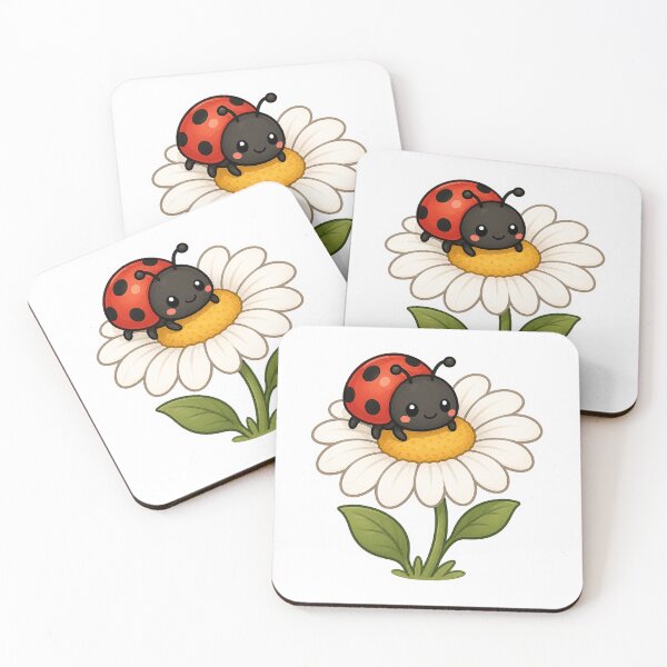 Item preview, Cute Ladybug on a Daisy | Kawaii Flower Sticker designed and sold by PawsGiggles.