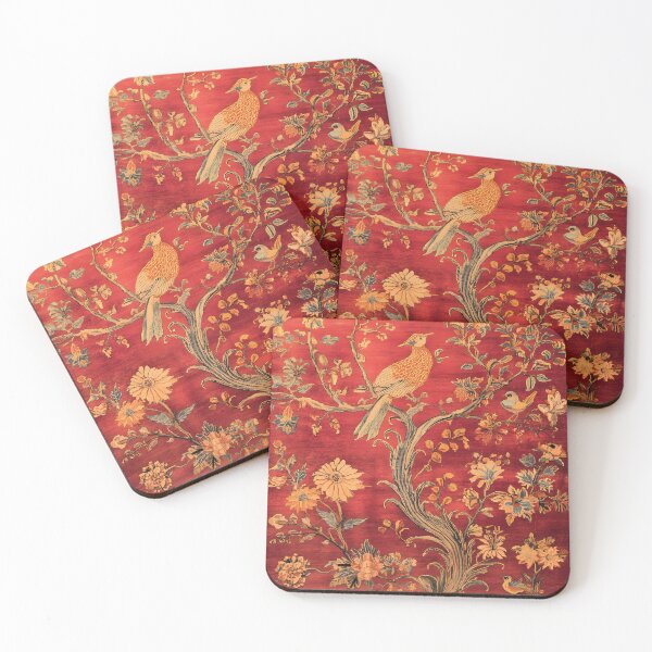 Item preview, Red Silk Chinese Floral Birds Branch Flowers Carpet designed and sold by GrinGalore.