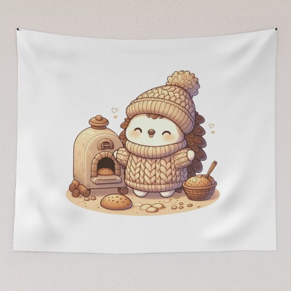 Item preview, Cozy Woodland Hedgehog Baking Bread | Cute Cottagecore Animal Illustration designed and sold by vigzhifushions.