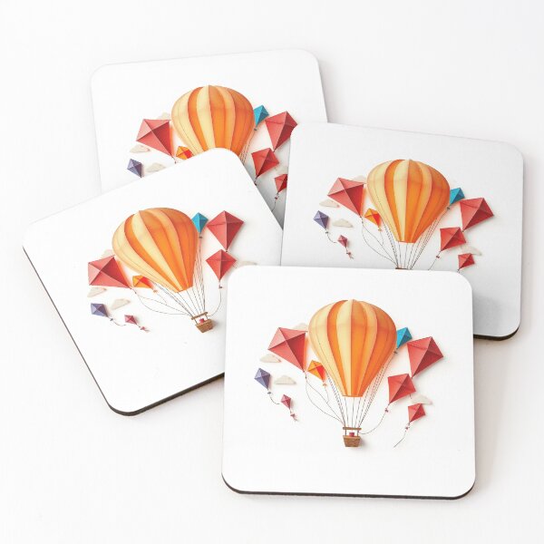 Item preview, A Hot Air Balloon Made Of Colorful Kites Vintage-I designed and sold by QuirkThreadsCo.