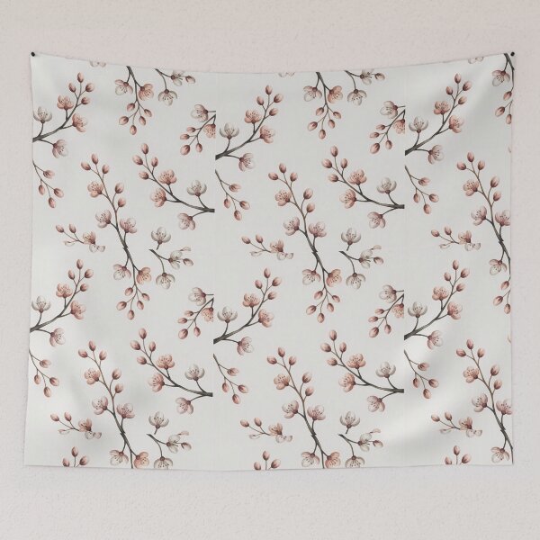 Item preview, Minimal Japandi Sakura Pattern | Wabi Sabi Cherry Blossom Seamless Wallpaper & Textile Design designed and sold by Tamas Das.
