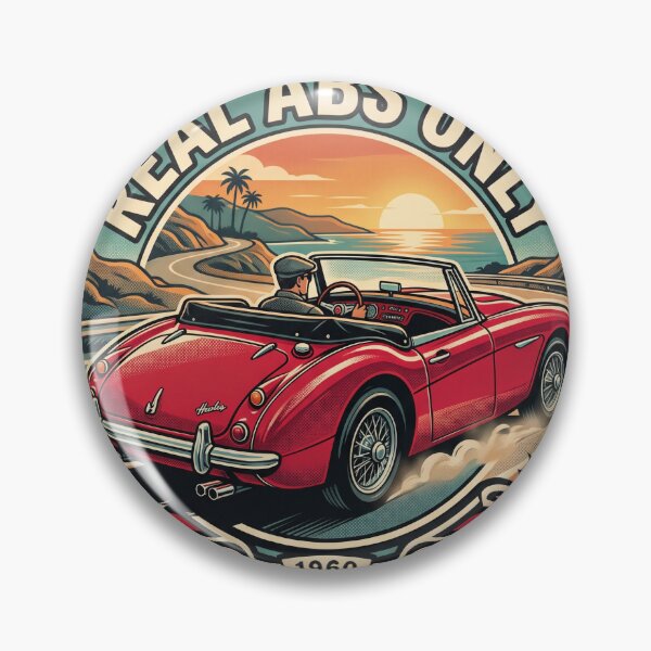 Item preview, Real Abs Only - 1960 Vintage Retro Sports Car Sticker designed and sold by MottotoTech.