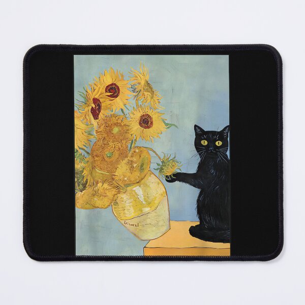 Item preview, Funny Cat & Sunflowers Van Gogh Art Parody Vintage designed and sold by CherylCGarrison.