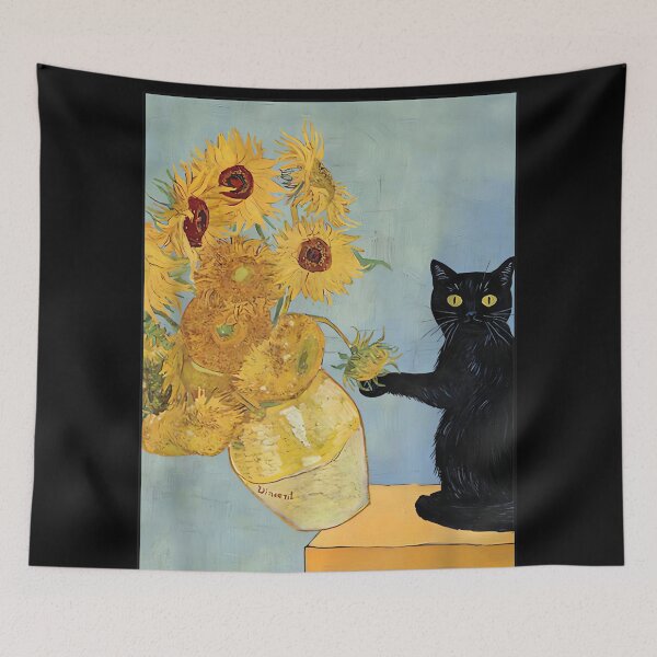 Item preview, Funny Cat & Sunflowers Van Gogh Art Parody Vintage designed and sold by CherylCGarrison.