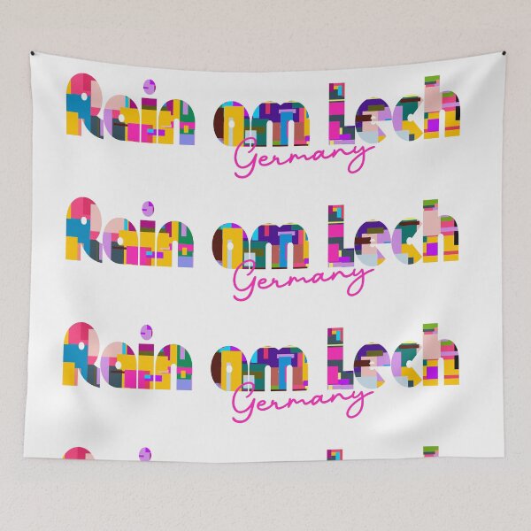 Item preview, Rain am Lech, Germany, Vibrant Abstract City Typography Art designed and sold by Wanderful-roads.