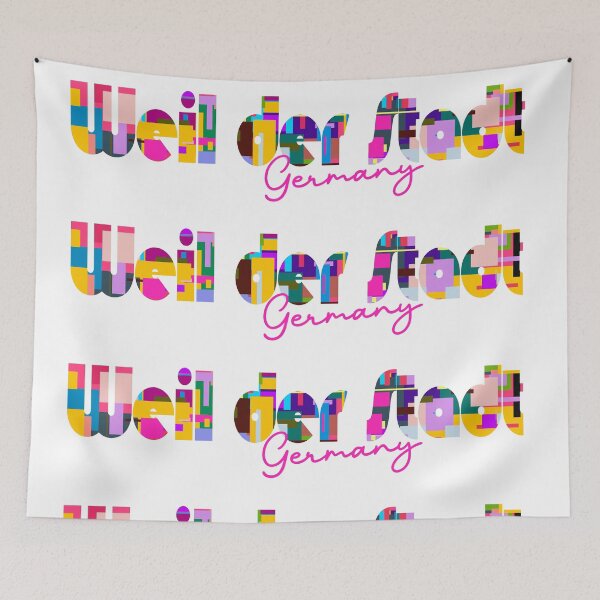 Item preview, Weil der Stadt, Germany, Vibrant Abstract City Typography Art designed and sold by Wanderful-roads.