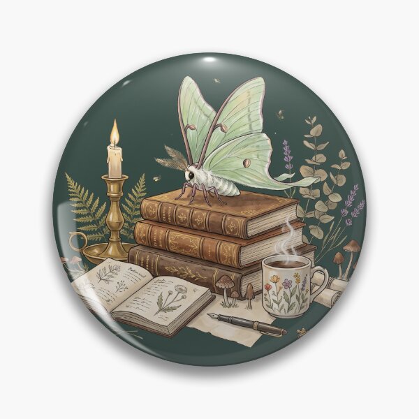 Item preview, Luna Moth on Vintage Books | Cozy Cottagecore Botanical Watercolor Illustration designed and sold by Whimwick.