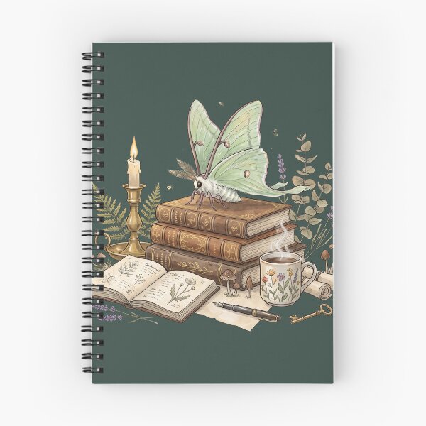 Item preview, Luna Moth on Vintage Books | Cozy Cottagecore Botanical Watercolor Illustration designed and sold by Whimwick.