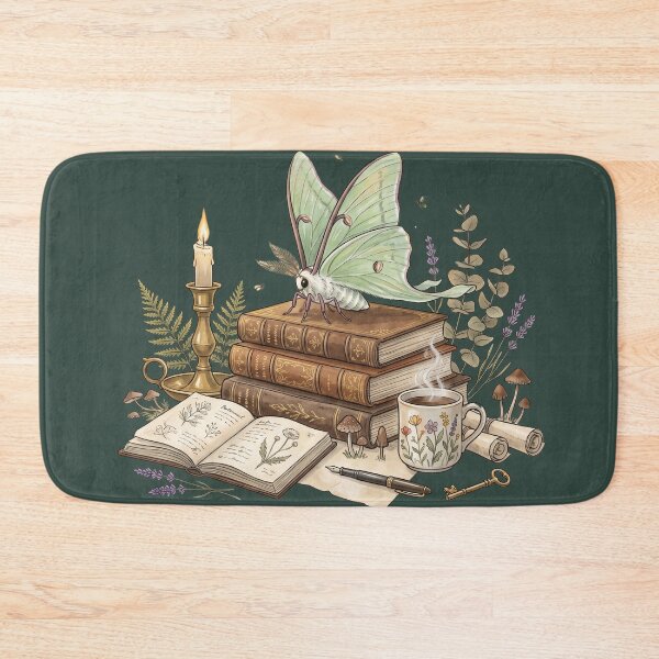 Item preview, Luna Moth on Vintage Books | Cozy Cottagecore Botanical Watercolor Illustration designed and sold by Whimwick.