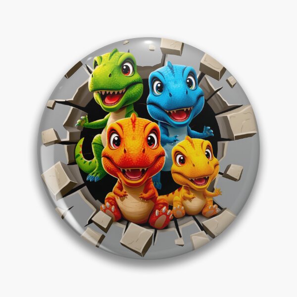 Item preview, Cute Baby T-Rex Squad Breaking Through Wall, 3D Kawaii Dinosaur Cartoon, Colorful Jurassic Dino Friends, Funny Kids Graphic designed and sold by PrintelloTH.