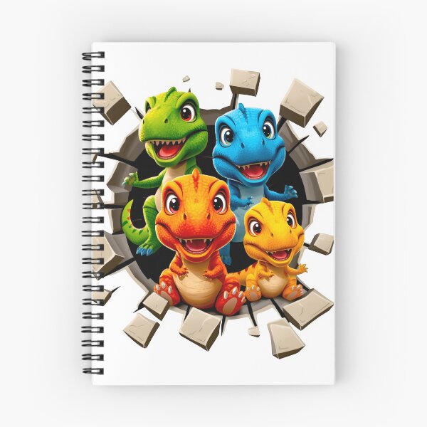 Item preview, Cute Baby T-Rex Squad Breaking Through Wall, 3D Kawaii Dinosaur Cartoon, Colorful Jurassic Dino Friends, Funny Kids Graphic designed and sold by PrintelloTH.