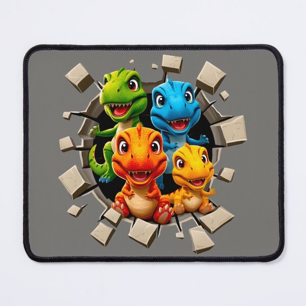 Item preview, Cute Baby T-Rex Squad Breaking Through Wall, 3D Kawaii Dinosaur Cartoon, Colorful Jurassic Dino Friends, Funny Kids Graphic designed and sold by PrintelloTH.