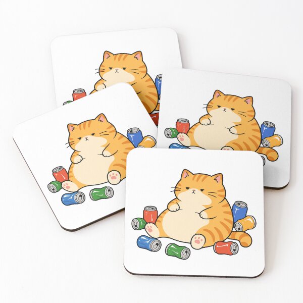 Item preview, Lazy Soda Cat Funny Chubby Orange Cat Drinking Soda Cartoon Design designed and sold by MonkiFlipp.
